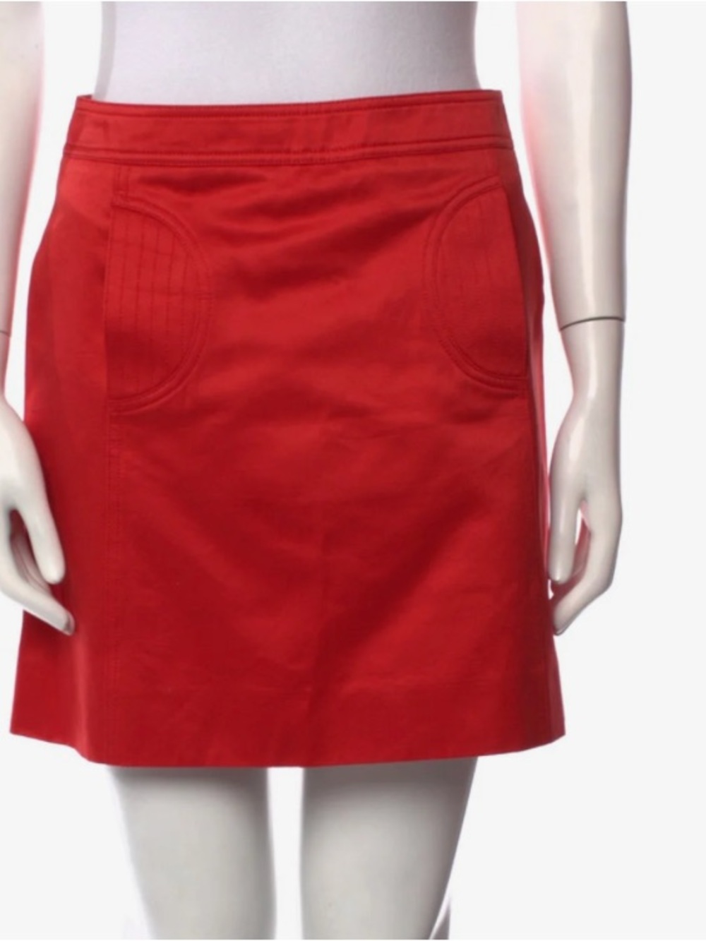 Celine Red Mini Skirt with Front Pockets